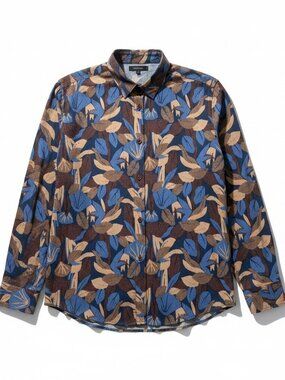 Cuidado Con El Perro Blue & Brown Floral Button Down Shirt Large